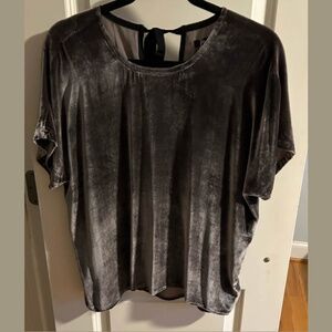 Madewell Velvet Bow-Back Top (Gray/Charcoal), Size S